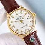 Rolex Datejust 9015 Movement 316L Steel 40mm White/Gold Face Leather Watch